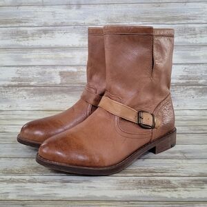 Nine West Topazoli Vtg Distressed Leather Pull-On Ankle Boots Women's 8.5 Brown
